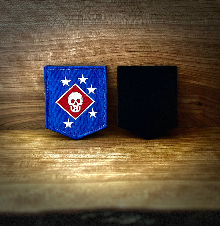 Raider Shield Patch - Embroidered w/ Velcro - Blue and Red